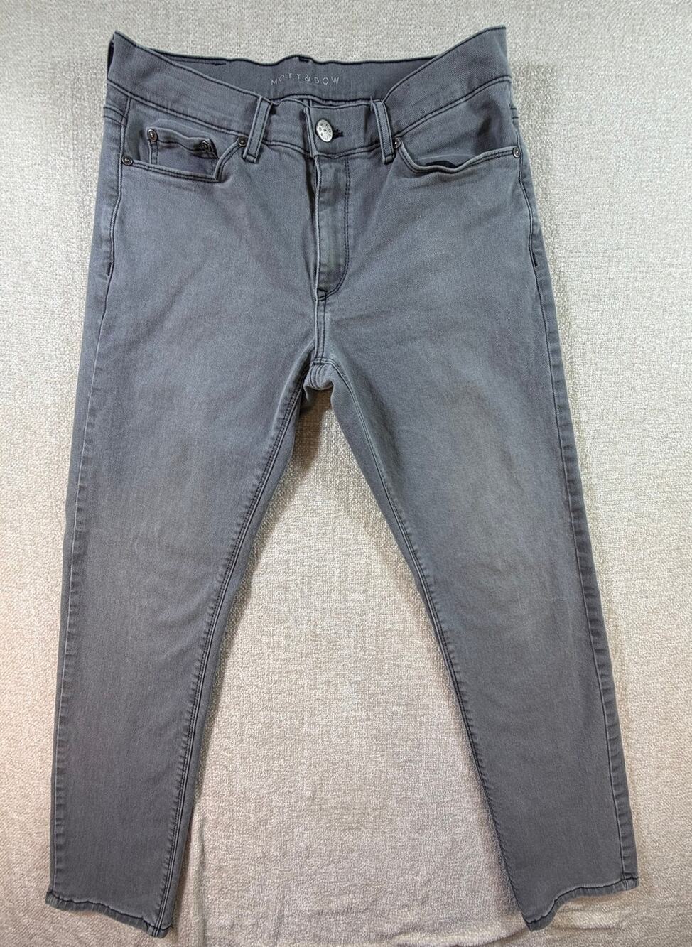 Mott&Bow Men's Gray 31x30 Slim Fit Stretch Denim Jeans Pants Casual Designer